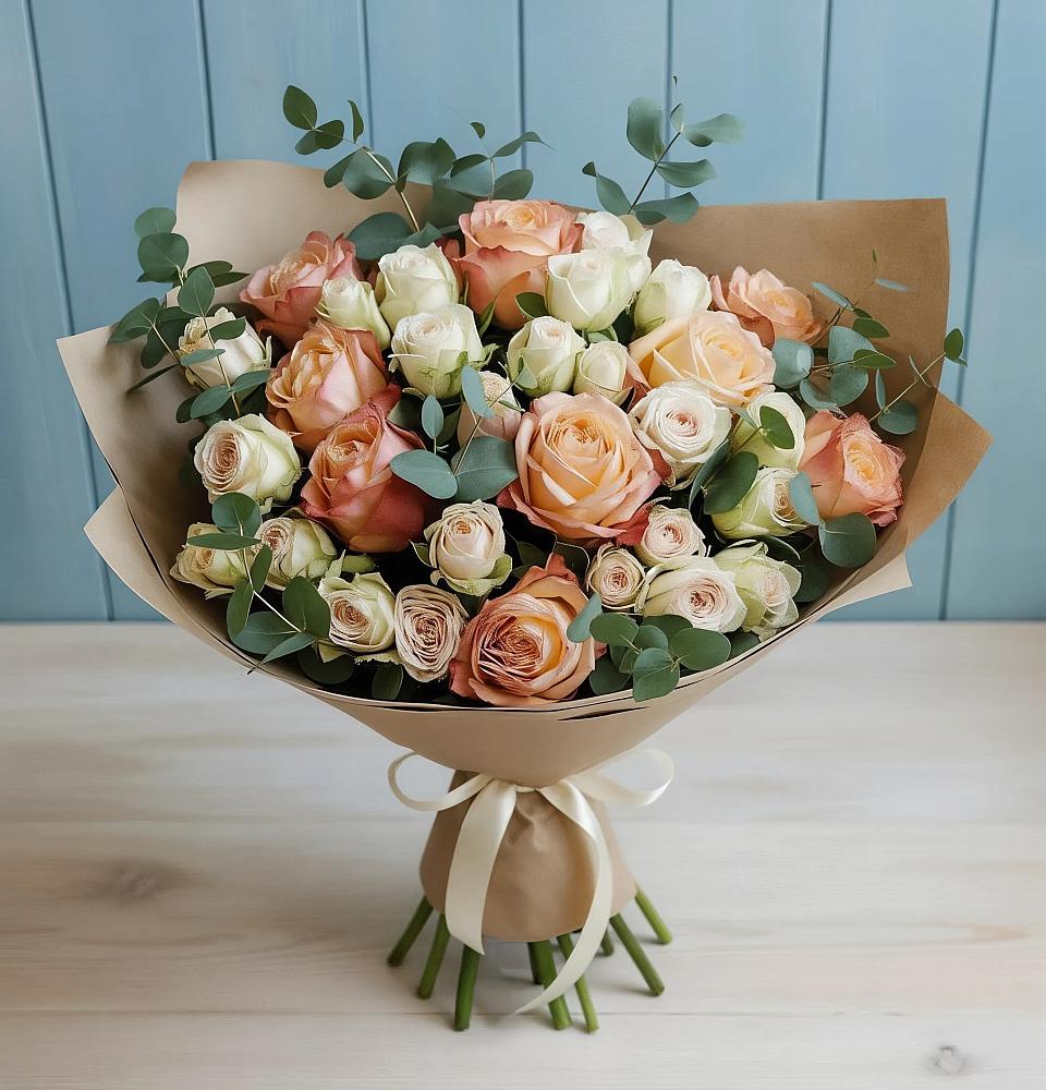 Букет цветов из: Альстромерии и Розы в Шигоны