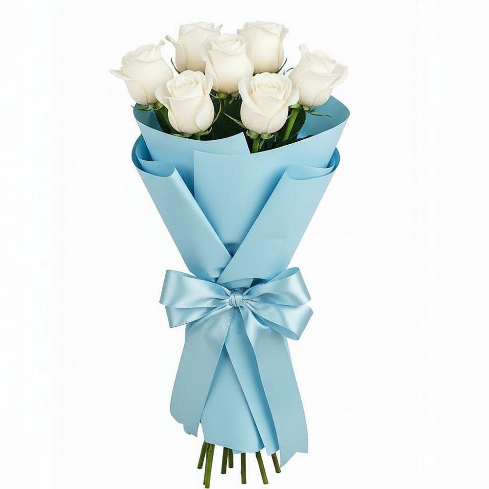 Букет 7 белых роз Проуд в Шигоны