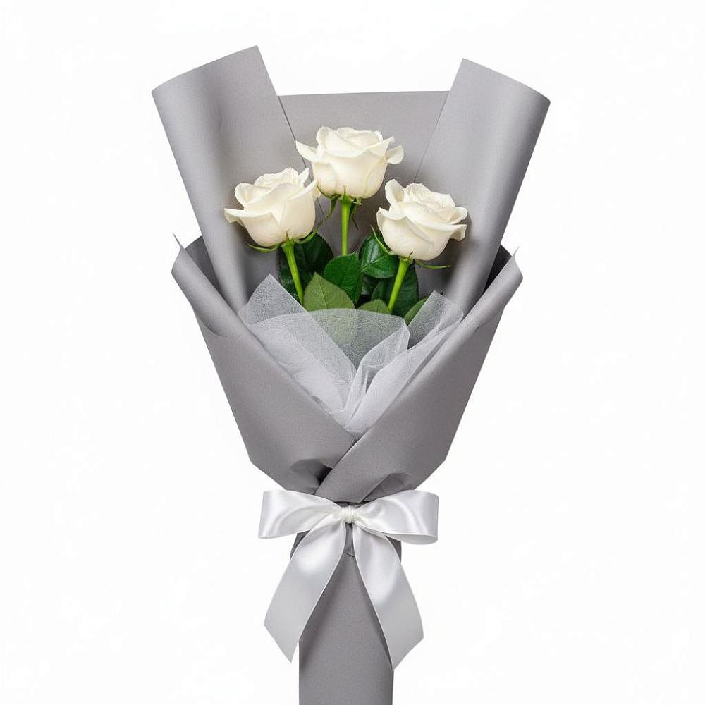 Букет 3 белые розы в Шигоны