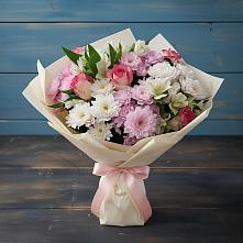 Букет цветов из:  Хризантемы, Альстромерии и Розы в Шигоны