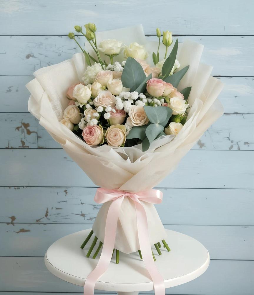 Букет цветов из: Розы и Лизиантусы в Шигоны