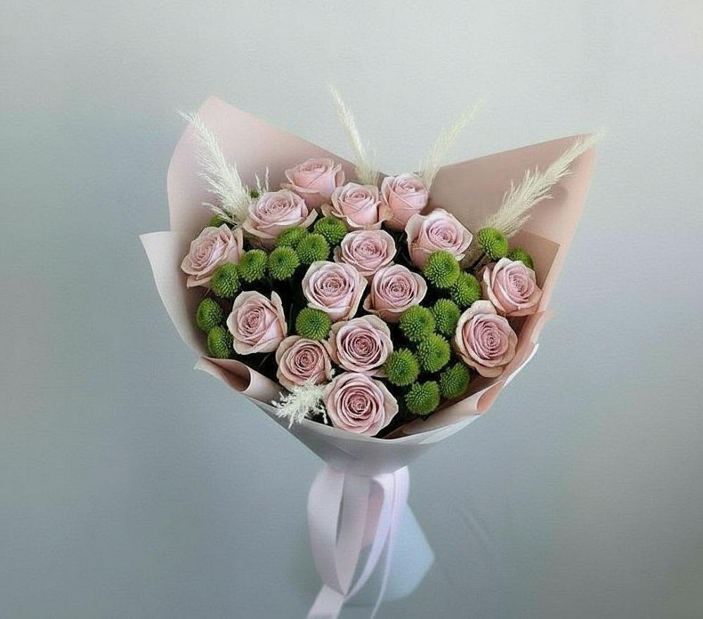 Букет цветов из: Розы и Хризантемы в Шигоны