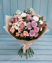 Букет цветов из:  Хризантемы, Розы и Альстромерии #REPLACE_PRED# Шигоны