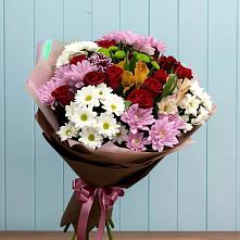 Букет цветов из:  Розы, Хризантемы и Альстромерии в Шигоны