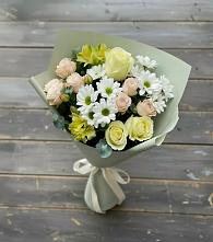 Букет цветов из:  Альстромерии, Розы и Хризантемы в Шигоны