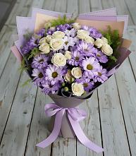 Букет цветов из:  Хризантемы и Розы #REPLACE_PRED# Шигоны